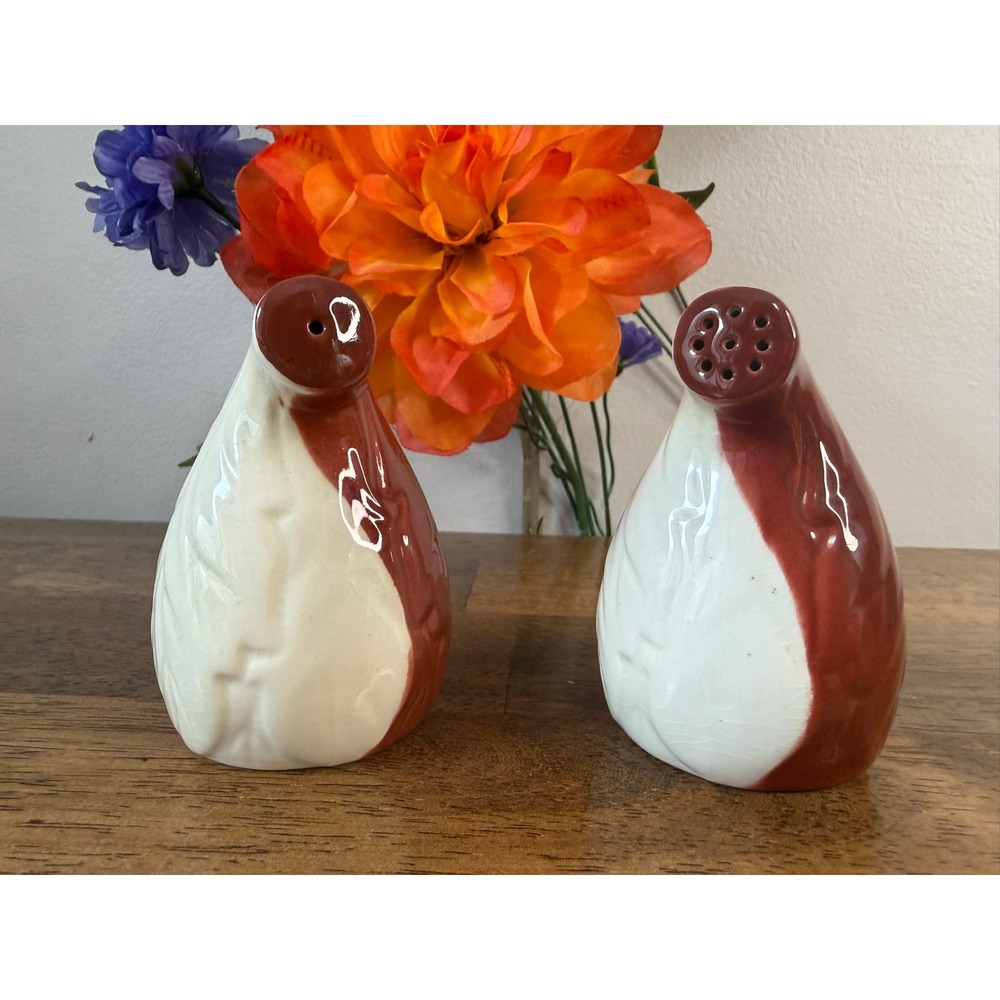 Vintage Carlton Ware Leaf Salt Pepper Shakers Red Cream Australian Design